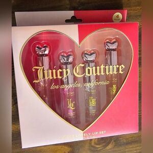 Juicy Couture Heart-Top Gloss 4 Lip Oil Set New In Box